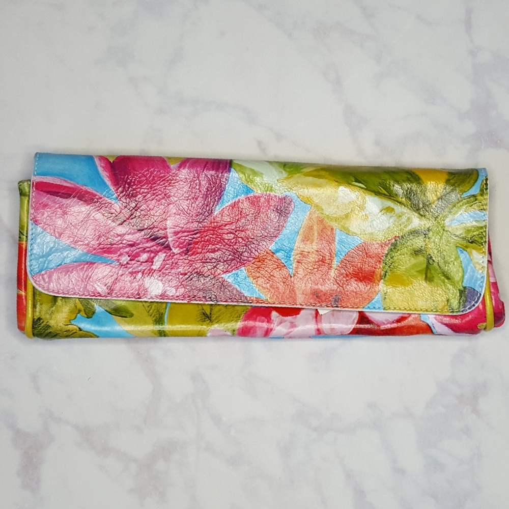 Maurizio Taiuti NWT Italian Floral Leather Clutch